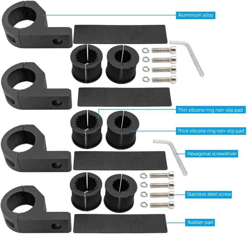 Szplonly Motorcycle Aluminum Mounting Bracket Kit Tube Clamp 4Pcs 0.75" 1" 1.25" Bullbar Roof Rack Roll Cage Horizontal Bar Clamp Mounting Kit fit for Trucks Car ATV Motorcycle Truck - Image 2